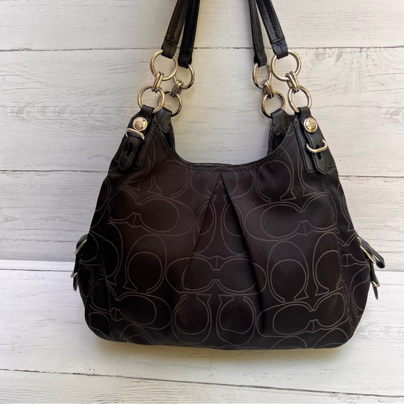 COACH Signature Maggie Mia Hobo Bag Black Sateen H1073-16153 Retired Style - Picture 5 of 14